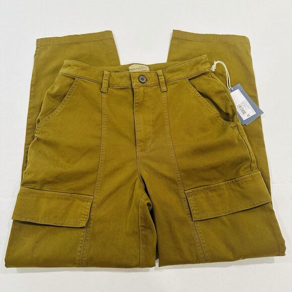 Universal Thread Cargo Pants Size 4/S Green Weathered Cargo Relaxed Button Fly - Picture 2 of 7